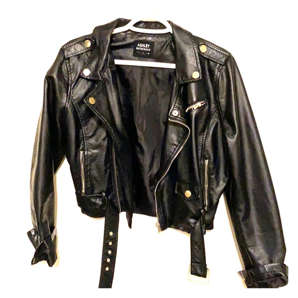 Black Pleather Biker Jacket - Picture 1 of 1